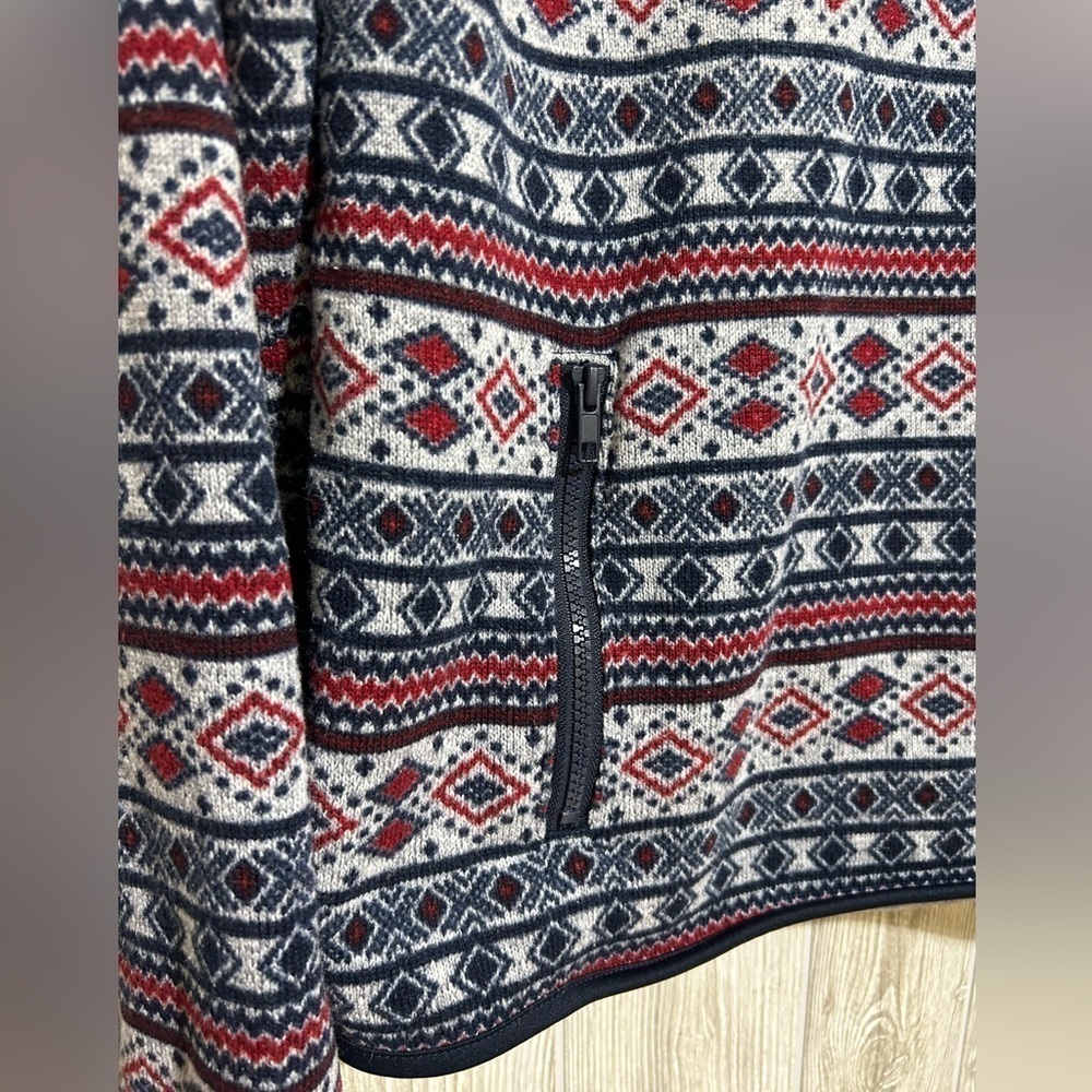 American Eagle Men’s Quarter Zip Sweater Fleece Blue Red Gray 2XL - Picture 4 of 12